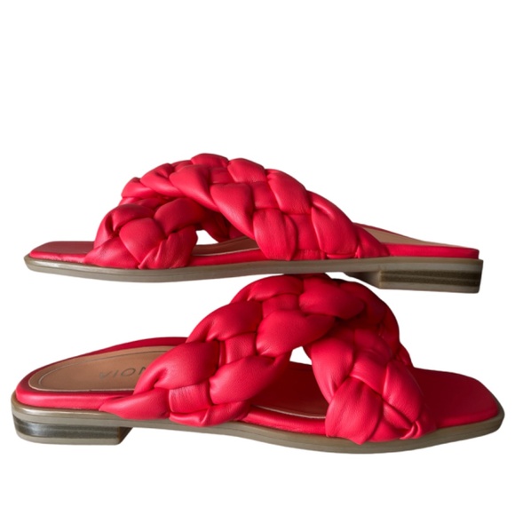 Vionic Kalina Braided Cross Strap Sandals Size 7.5 Poppy Square Toe Comfort - Picture 7 of 10